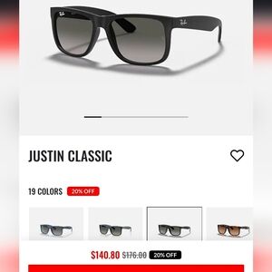 Ray-Ban Justin Classic Sunglasses - Black with Gray Gradient Lenses